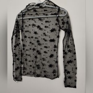 Black Sheer Star Pattern Top